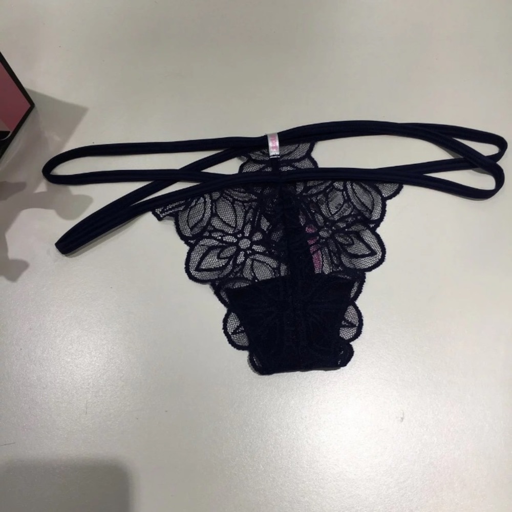 Navy blue lace thong from Victoria’s Secret